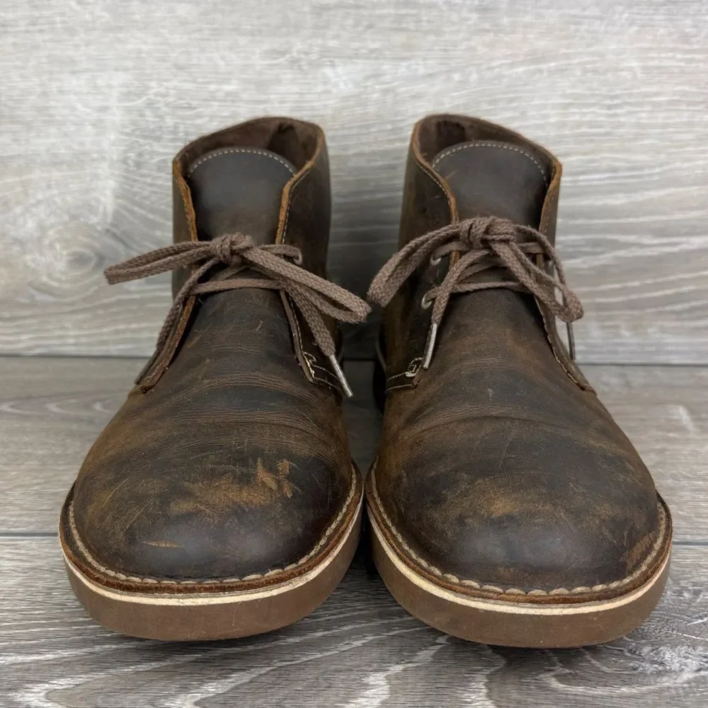 Clarks Bushacre II Men's Sz 12M Brown Beeswax Leather 2-Eye Lace Up Chukka Boots